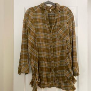 Free People Plaid Button Down